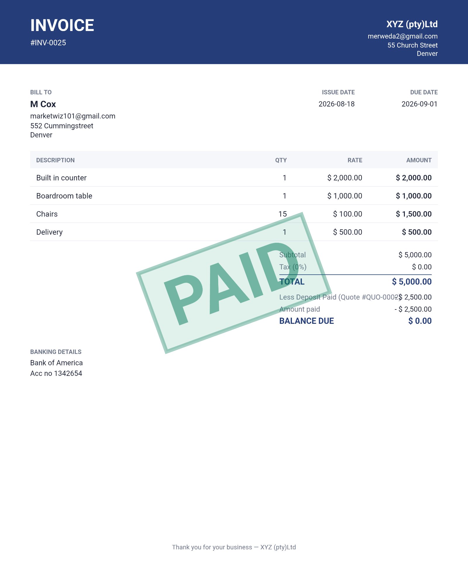 Receipt screenshot