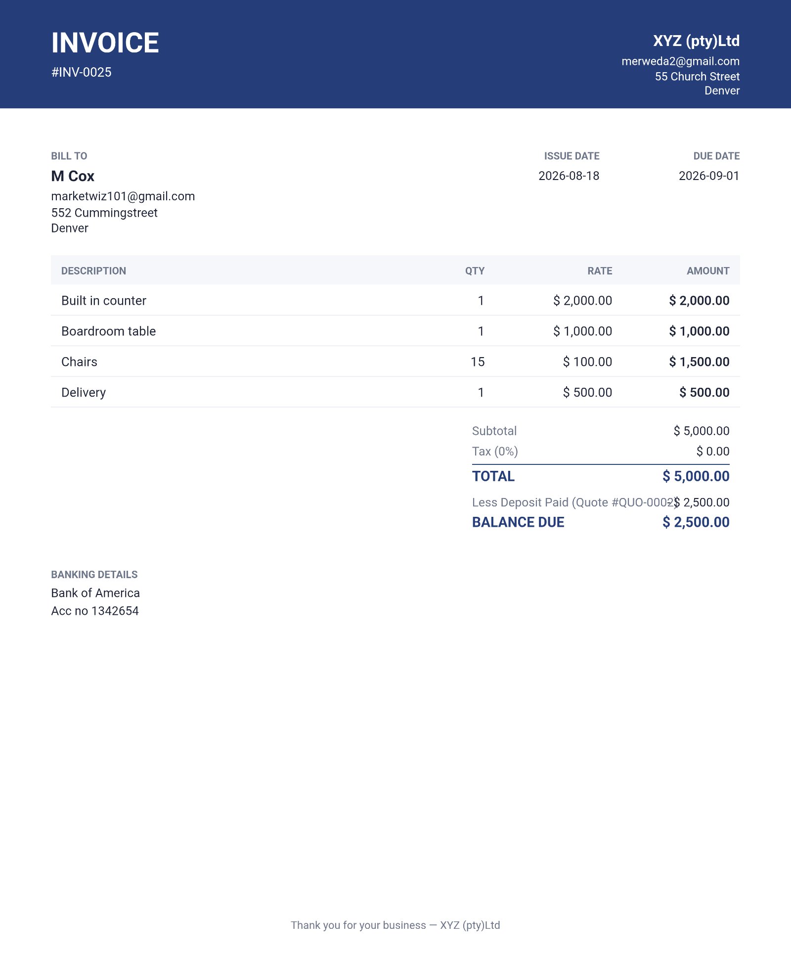 Invoice screenshot